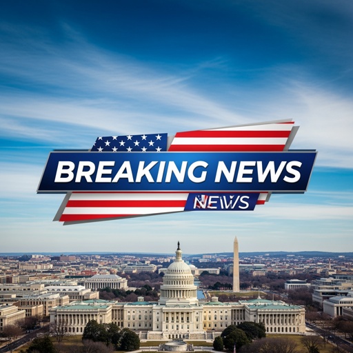 Breaking news graphic overlaying a view of the Capitol building in Washington D.C.