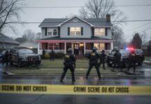 TRUMP HOUSE MURDER: Veteran Killed in Brutal Attack… FBI agents at a crime scene outside a house with police vehicles and caution tape