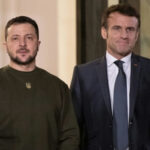 Macron Presses Trump While Ukraine Waits Two men standing side by side, dressed formally.