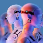 Robot Army Rising: Japan’s $6B Power Play Row of humanoid robots in profile with neon lighting against a blue background
