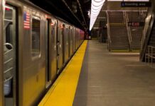 Subway Ambush Nightmare Near Union Square Subway train at an empty underground platform