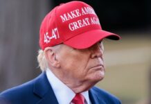 Constitutional Wall Stops Trump—For Now A man wearing a red cap with a political slogan, looking serious