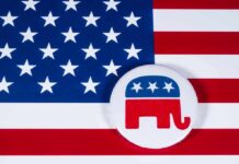 Supreme Court Twist Supercharges GOP American flag with GOP elephant button